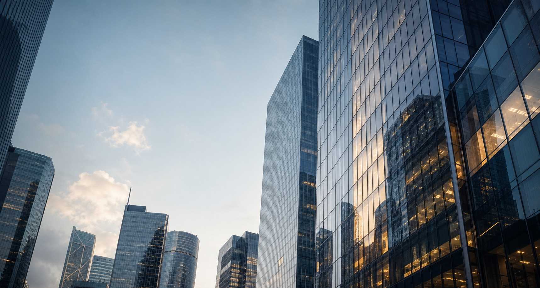 Modern financial district glass towers